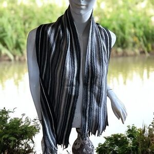 ❄️ 50% off winter Black Brown 1826 gray  tan wool long rectangle fringe scarf